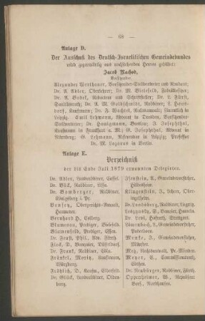 E. Verzeichnis der Delegirten