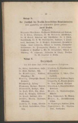 E. Verzeichnis der Delegirten
