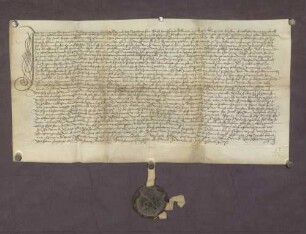 Gültbrief von Einwohnern, der Stadt Ladenburg und der Dörfer Schriesheim, Lützelsachsen, Heddesheim, Käfertal, Neckarhausen und Ilvesheim gegenüber der St. Sebastians-Kirche in Ladenburg.