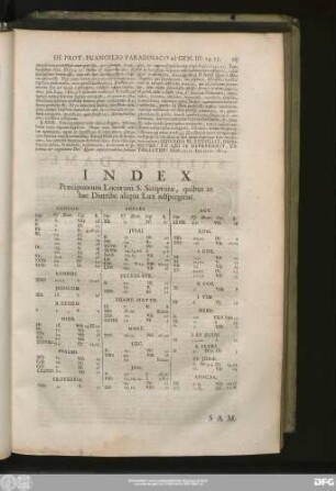 Index Praecipuorum Locorum S. Scripturae, quibus in hac Diatribe aliqua Lux adspergitur.