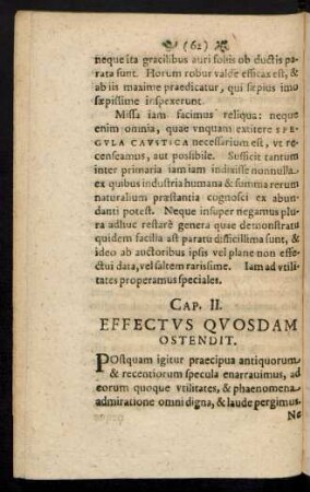 Cap. II. Effectus Quosdam Ostendit