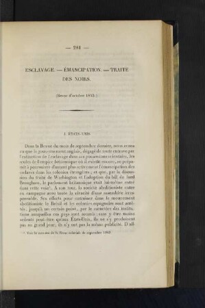 Esclavage. - Emancipation. - Traite des Noirs.