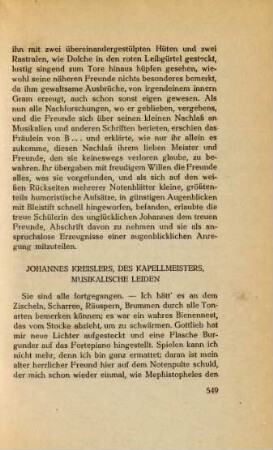 Johannes Kreislers, des Kapellmeisters, musikalische Leiden