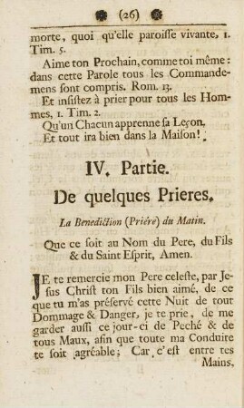 IV. Partie. De quelque Prieres