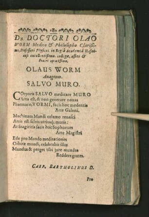 [Widmung eines Beiträgers an den Autor]