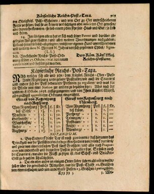 Käyserliche Reichs-Post-Tara
