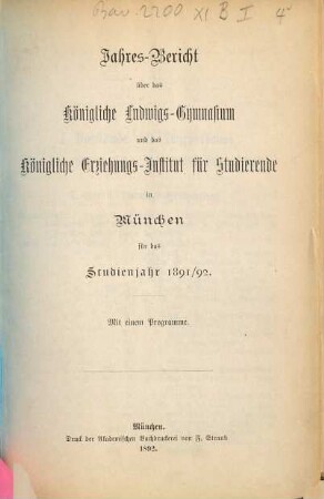 Jahresbericht .... 1891/92