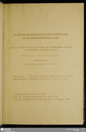 Ein Beitrag zur Metallurgie der Gefügebeeinflussung von Aluminium-Silizium-Legierungen