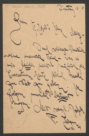 Brief an B. Schott's Söhne : 10.03.1914