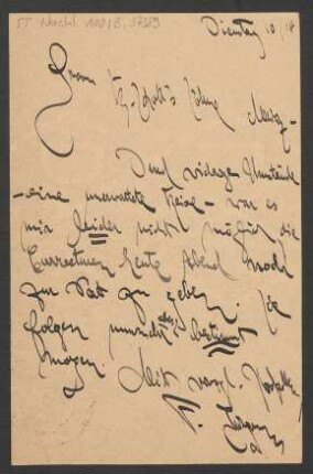 Brief an B. Schott's Söhne : 10.03.1914