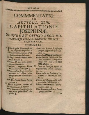 Commentatio Ad Articul. XLIII. Capitulationis Josephinae. De Jure Et Officio Regis Romanorum Circa Dignitates Imperii Conferendas