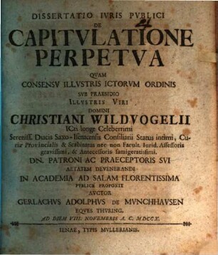 Dissertatio iuris publici de capitulatione perpetua