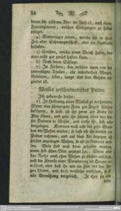 Weisses antispasmodisches Pulver