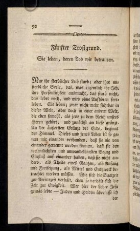 92-115, Fünfter Trostgrund. Sie leben, deren Tod wir betrauren.