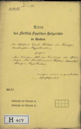 Hilker, Karl Schäfer in Lemgo gegen Konkurskurator des Kaufmanns Hilker in Lemgo - Schichtteil