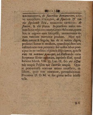 Met miṣṿah H. E. Dissertatio Philologica De Singvlari Hebraeorvm Cvra Sepeliendi Mortvos, Ad Illvstrationem Verborvm Christi, Matth. VIII. 22. Lvc. IX. 60. Laß die Todten ihre Todten begraben