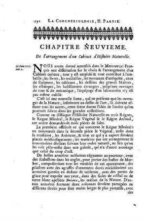 Chapitre Neuvieme. De l'arrangement d'un Cabinet d'Histoire Naturelle.