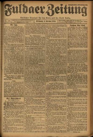 Erste Ausgabe vom Mittwoch, den 08. Oktober 1924.