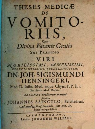 Theses med. de vomitoriis