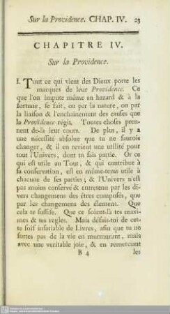 Chapitre IV. Sur la Providence