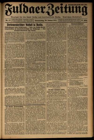 Ausgabe vom Donnerstag, den 29. Januar 1931.