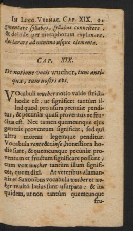 Cap. XIX. De notione vocis wucher, tum antiqua, tum nocstri aevi.