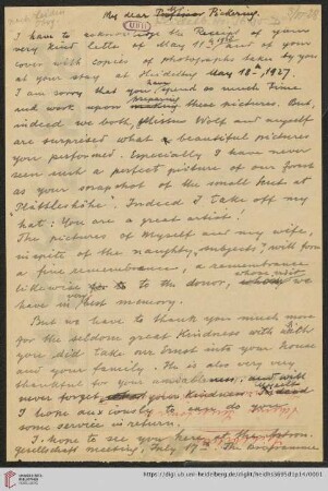 D. Briefe von Max Wolf: Brief von Max Wolf an William Henry Pickering