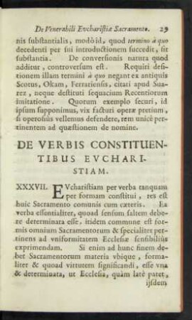 De Verbis Constituentibus Eucharistiam.