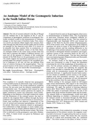 An analogue model of the geomagnetic induction in the South Indian Ocean