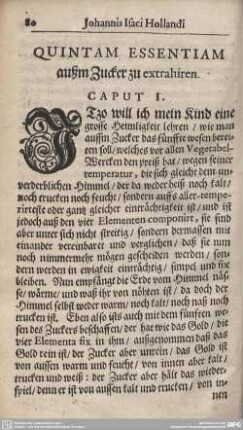 QUINTAM ESSENTIAM außm Zucker zu extrahiren. CAPUT I. - CAPUT V.