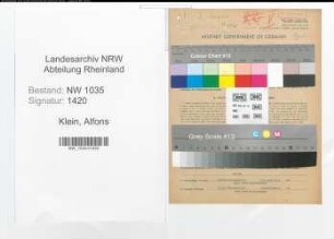 Entnazifizierung Alfons Klein , geb. 08.10.1905 (Kaufmaennischer Angestellter)