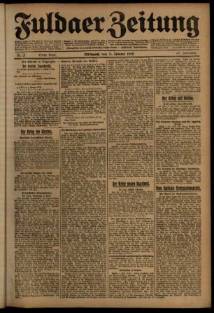 Erste Ausgabe vom Mittwoch, den 05. Januar 1916.