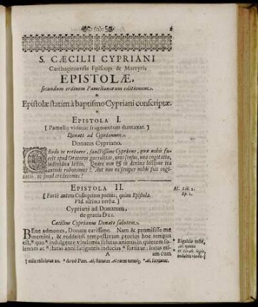 Epistolæ, statim a baptismo Cypriani conscriptæ. Epistola I. - Epistola XL.