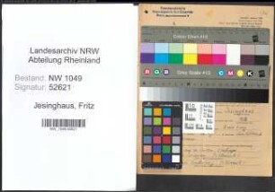 Entnazifizierung Fritz Jesinghaus , geb. 18.03.1896 (Direktor)