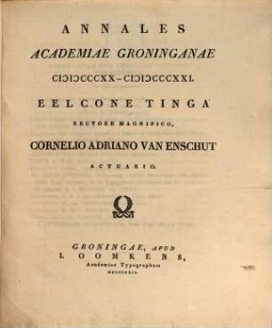 Annales Academiae Groninganae. 1820/21