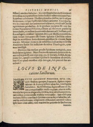Locus De Invocatione Sanctorum.