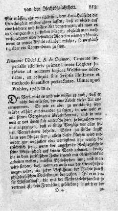 Primae lineae logicae juridicae ad normam logicae Wolffianae adornatae.