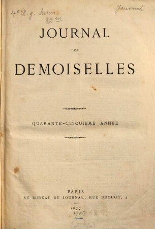 Journal des demoiselles. 45. 1877