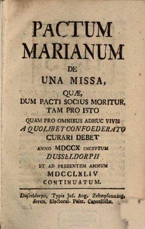 Pactum Marianum de una missa, 1794