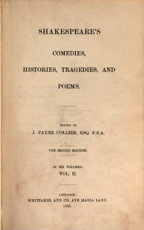 Shakespeare's Comedies, Histories, Tragedies and Poems, 2