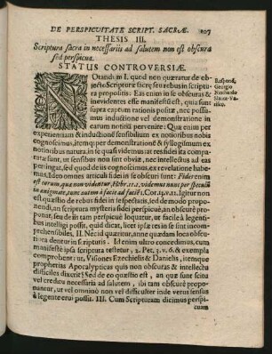 Thesis III. Scriptura sacra in necessariis ad salutem non est obscura sed perspicua.