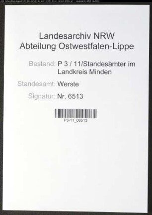 Sterberegister Standesamt Werste