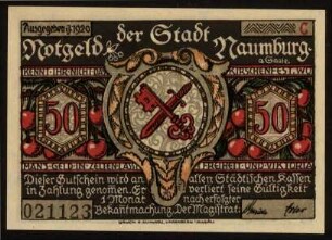 Notgeld der Stadt Naumburg a. Saale 50 Pfg.