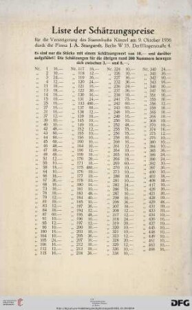 Umschlag (Liste der Schätzungspreise)