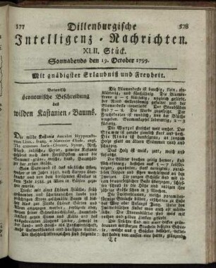 XLII. Stück. Sonnabends den 19. October 1799.