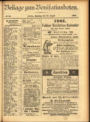 Zweite Ausgabe vom Sonntag, den 19. August 1900.