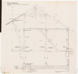 Haus Haag, Stuttgart: Bürogebäude, Schuppen mit Garage: Querschnitt 1:20