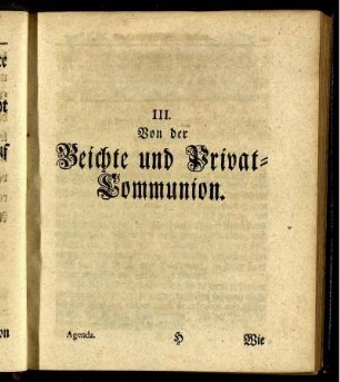 III. Von der Beichte und Privat-Communion.