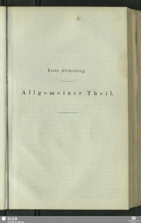 Erste Abtheilung. Allgemeiner Theil