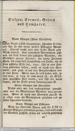 Sulzen, Cremes, Gelees und Compotes